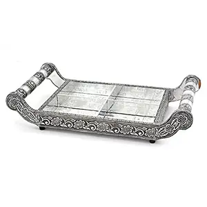 Little India Pure White Metal Dryfruit Tray Handicraft Gift (113 Silver)