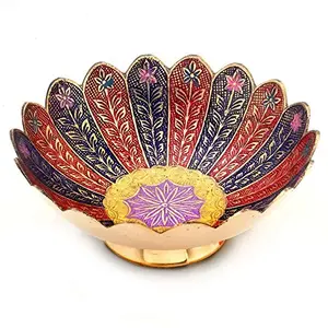 Little India Pure Brass Minakari Work Fruit Bowl Handicraft (209 Gold)