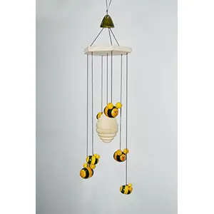 Wood Bee Hive Chime (10 X 10 X 50 cm Multicolor)