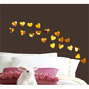 Exclusive Offer - {Get (pack of 10) 3D butterfly wall sticker with every order} - herts Golden (Pack of 20) 3D aCryliC stiCker 3D aCryliC stiCkers for wall 3D mirror wall stiCkers 3D aCryliC wall stiCker 3D deCorative stiCkers 3D aCryliC home wall deCor 3