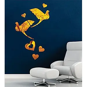 Exclusive Offer - {Get (pack of 10) 3D butterfly wall sticker with every order} - Flying Birds and herts golden (Pack of 7) 3D aCryliC stiCker 3D aCryliC stiCkers for wall 3D mirror wall stiCkers 3D aCryliC wall stiCker 3D deCorative stiCkers 3D aCryliC h