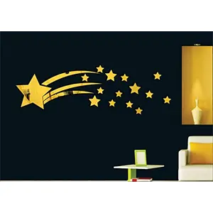Exclusive Offer - {Get (pack of 10) 3D butterfly wall sticker with every order} - "STARS" Shoot Golden (Pack of 18) 3D aCryliC stiCker 3D aCryliC stiCkers for wall 3D mirror wall stiCkers 3D aCryliC wall stiCker 3D deCorative stiCkers 3D aCryliC home wall
