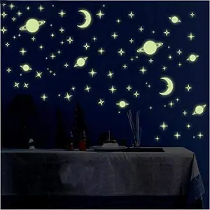 Offering Green Color orescent Night Glow in The Dark Star Wall Stickers (Pack of 134 Stars Big and Small) - Complete Sky
