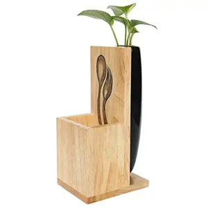 Handcrafted wooden Home dcor - DINR ( Multiuse mini Plant Holder )