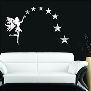 3D Butterfly Wall Sticker Fairy with 7 Stars Silver - Pack of 8