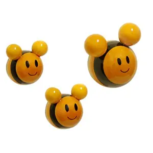 Channapatna Wooden Handicrafted Buzzing Bees Fridge Magnet - Pack of 3