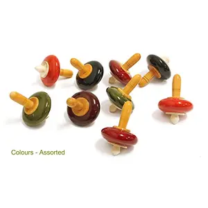 Handcrafted Wooden Spinning Tops - Collection 1: GHUMAR Finger Tops ( 12 no.s Multi Colour )