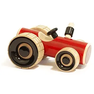 Handcrafted Wooden Push Toy - Trako Tractor Red