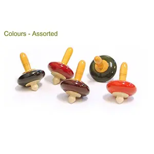 Handcrafted Wooden Spinning Tops - Collection 1: GHUMAR Finger Tops ( 5 no.s-Multi Colour )
