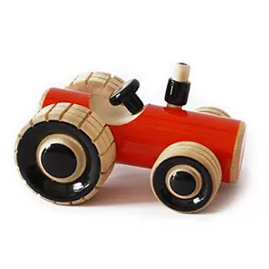 Handcrafted Wooden Push Toy - Trako Tractor (Orange)