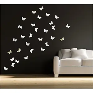 3D Butterfly Wall Sticke - Butterflies Silver - Pack of 30