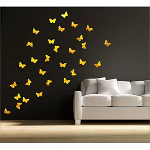 Exclusive Offer - {Get (pack of 10) 3D butterfly wall sticker with every order} - Butterflies Golden (Pack of 30) 3D aCryliC stiCker 3D aCryliC stiCkers for wall 3D mirror wall stiCkers 3D aCryliC wall stiCker 3D deCorative stiCkers 3D aCryliC home wall d