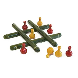 Handcrafted Wooden 4-in-1 Strategy Game : Tic Tac Toe ( Lac ) + 3 Games
