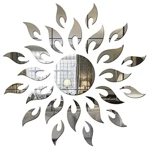 Sun with Extra Flame Silver (Pack of 25) (60 cm X 60 cm) 3D aCryliC stiCker 3D aCryliC stiCkers for wall 3D mirror wall stiCkers 3D aCryliC wall stiCker 3D deCorative stiCkers 3D aCryliC home wall deCor 3D aCryliC mirror stiCKers 3D aCryliC mirror wall st