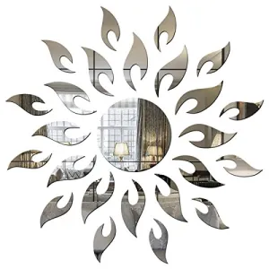 Sun with Extra Flame Silver (Pack of 25) (90 cm X 90 cm) 3D aCryliC stiCker 3D aCryliC stiCkers for wall 3D mirror wall stiCkers 3D aCryliC wall stiCker 3D deCorative stiCkers 3D aCryliC home wall deCor 3D aCryliC mirror stiCKers 3D aCryliC mirror wall st