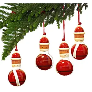 Wood Christmas Decor (Red) Pack Of 4