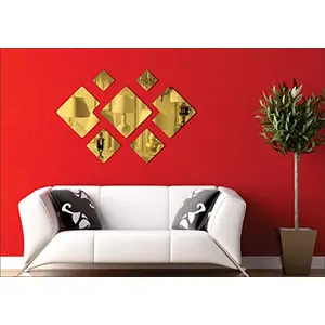 Exclusive Offer - {Get (pack of 10) 3D butterfly wall sticker with every order} - Decorative wall mirror Golden (Pack of 7) 3D aCryliC stiCker 3D aCryliC stiCkers for wall 3D mirror wall stiCkers 3D aCryliC wall stiCker 3D deCorative stiCkers 3D aCryliC h