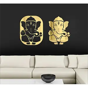 Exclusive Offer - {Get (pack of 10) 3D butterfly wall sticker with every order} - Ganesha Golden (pack of 2) 3D aCryliC stiCker 3D aCryliC stiCkers for wall 3D mirror wall stiCkers 3D aCryliC wall stiCker 3D deCorative stiCkers 3D aCryliC home wall deCor