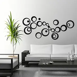 Exclusive Offer - {Get (pack of 10) 3D butterfly wall sticker with every order} - Rings & Dots Black (Pack of 24) 3D aCryliC stiCker 3D aCryliC stiCkers for wall 3D mirror wall stiCkers 3D aCryliC wall stiCker 3D deCorative stiCkers 3D aCryliC home wall d
