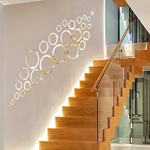 Rings and Dots Silver (Pack of 30) 3D Acrylic Sticker 3D Acrylic Stickers for Wall