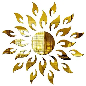 Sun with Extra Flame Golden (Pack of 25) (90 cm X 90 cm) 3D aCryliC stiCker 3D aCryliC stiCkers for wall 3D mirror wall stiCkers 3D aCryliC wall stiCker 3D deCorative stiCkers 3D aCryliC home wall deCor 3D aCryliC mirror stiCKers 3D aCryliC mirror wall st