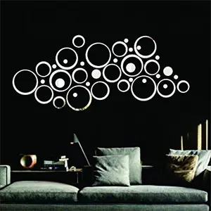 Exclusive Offer - {Get (pack of 10) 3D butterfly wall sticker with every order} - Rings & Dots Silver (Pack of 40) 3D aCryliC stiCker 3D aCryliC stiCkers for wall 3D mirror wall stiCkers 3D aCryliC wall stiCker 3D deCorative stiCkers 3D aCryliC home wall