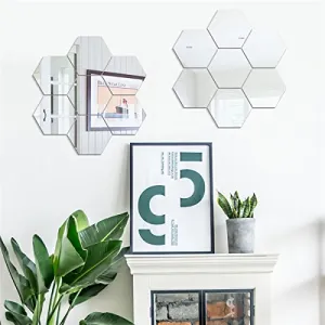 Hexagon wall stickers Silver (pack of 14) 3D aCryliC stiCker 3D aCryliC stiCkers for wall 3D mirror wall stiCkers 3D aCryliC wall stiCker 3D deCorative stiCkers 3D aCryliC home wall deCor 3D aCryliC mirror stiCKers 3D aCryliC mirror wall stiCkers for livi