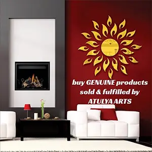 Sun with Extra Flame Golden 3D Acrylic Stickers for Wall 45x45cm - Pack of 25