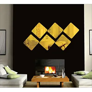 Exclusive Offer - {Get (pack of 10) 3D butterfly wall sticker with every order} - Decorative reflective SQUARES Golden (Pack of 6) 3D aCryliC stiCker 3D aCryliC stiCkers for wall 3D mirror wall stiCkers 3D aCryliC wall stiCker 3D deCorative stiCkers 3D aC