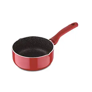 BERGNER Bellini Plus Induction Base Soft Touch Handle Food Safe (PFOA Free) 5 Layer Marble Aluminium Non Stick Saucepan - 16 cm 1.8 L Thickness 3.2mm Red