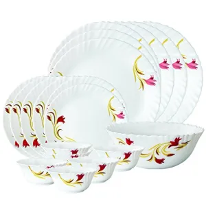 Borosil Lily Opalware Dinner Set 19-Pieces White