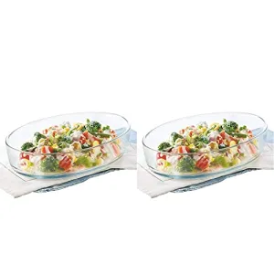Borosil Oval Baking Dish 1.6 litres Transparent + Oval Baking Dish 2.2 litres Transparent