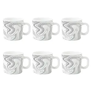 Borosil Marble Opalware Mug Set 6-Pieces White