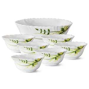 Green Hub Opalware Pudding Set 7-Pieces White