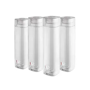 Cello H2O Squaremate Plastic Water Bottle 1-Liter Set of 4 Clear