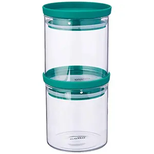 Cello Stacko Glass Storage Container 500 ml Set of 2 Green