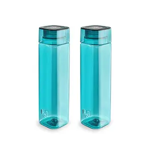 Cello H2O Squaremate Plastic Water Bottle 1-Liter Set of 2 Green