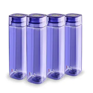 Cello H2O Squaremate Plastic Water Bottle 1-Liter Set of 4 Purple