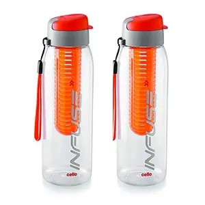 Cello Infuse Plastic Water Bottle Set 800ml Set of 2 Orange