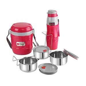 Cello Lunch Express Insulated Tiffin and Water Bottle Red