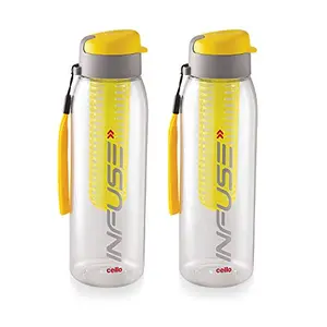 Cello Infuse Plastic Water Bottle Set 800ml Set of 2 Yellow