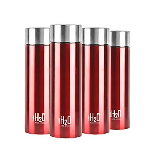 Cello H2O Stainless Steel Water Bottle Set 1 Litre Set of 4 Red