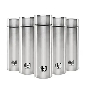 Cello H2O Stainless Steel Water Bottle Set 1 Litre Set of 5 Silver