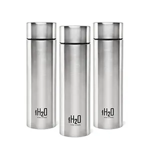 Cello H2O Stainless Steel Water Bottle Set 1 Litre Set of 3 Silver