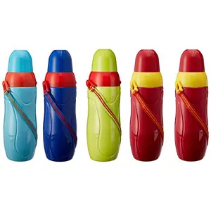 Cello Puro KDs Plastic Bottle Set 600ml Set of 5 Multicolour