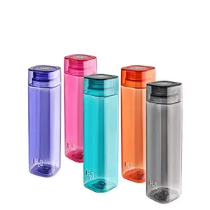 Cello H2O Squaremate Plastic Water Bottle 1-Liter Set of 5 Assorted (CLO_H2O_SQMT1L_SO5_ASRTD)