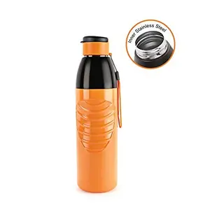 Cello Puro Steel-X Zen Inner Steel Outer Plastic with PU Insulation Water Bottle 600ml Orange