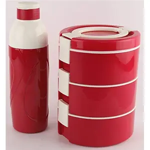 Cello Decker 2 Pieces Set of Lunch Box & Water Bottle Red