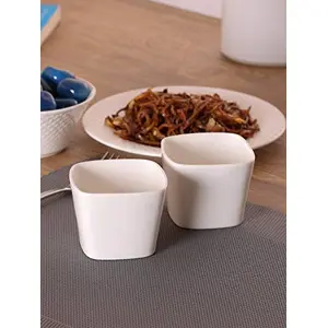 Clay Craft Bone China Solid Tableware - 50 ml Each Pack of 4 White