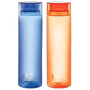 Cello H2O Unbreakable Plastic Bottle 1 Litre Assorted color & H2O Plastic Unbreakable Bottle 1 Litre Orange Combo